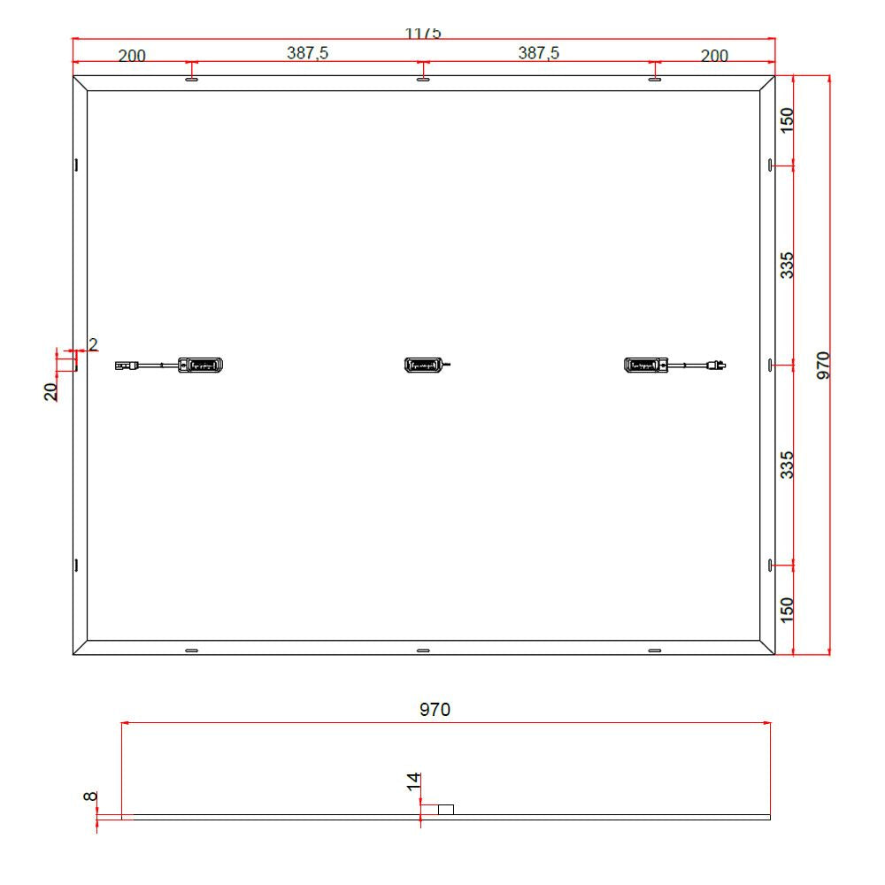 Offgridtec® Balkon - Solarmodulset 24V 2x 200W mit dünnem Alu-Rahmen und Metall-Kabelbinder