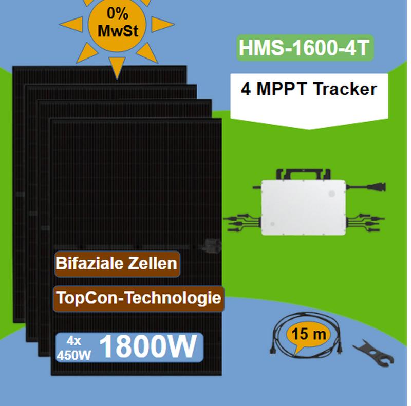 Balkonkraftwerk SolarDirect Luxen 1800W HMS-1600 4T +AC Anschlusskabel
