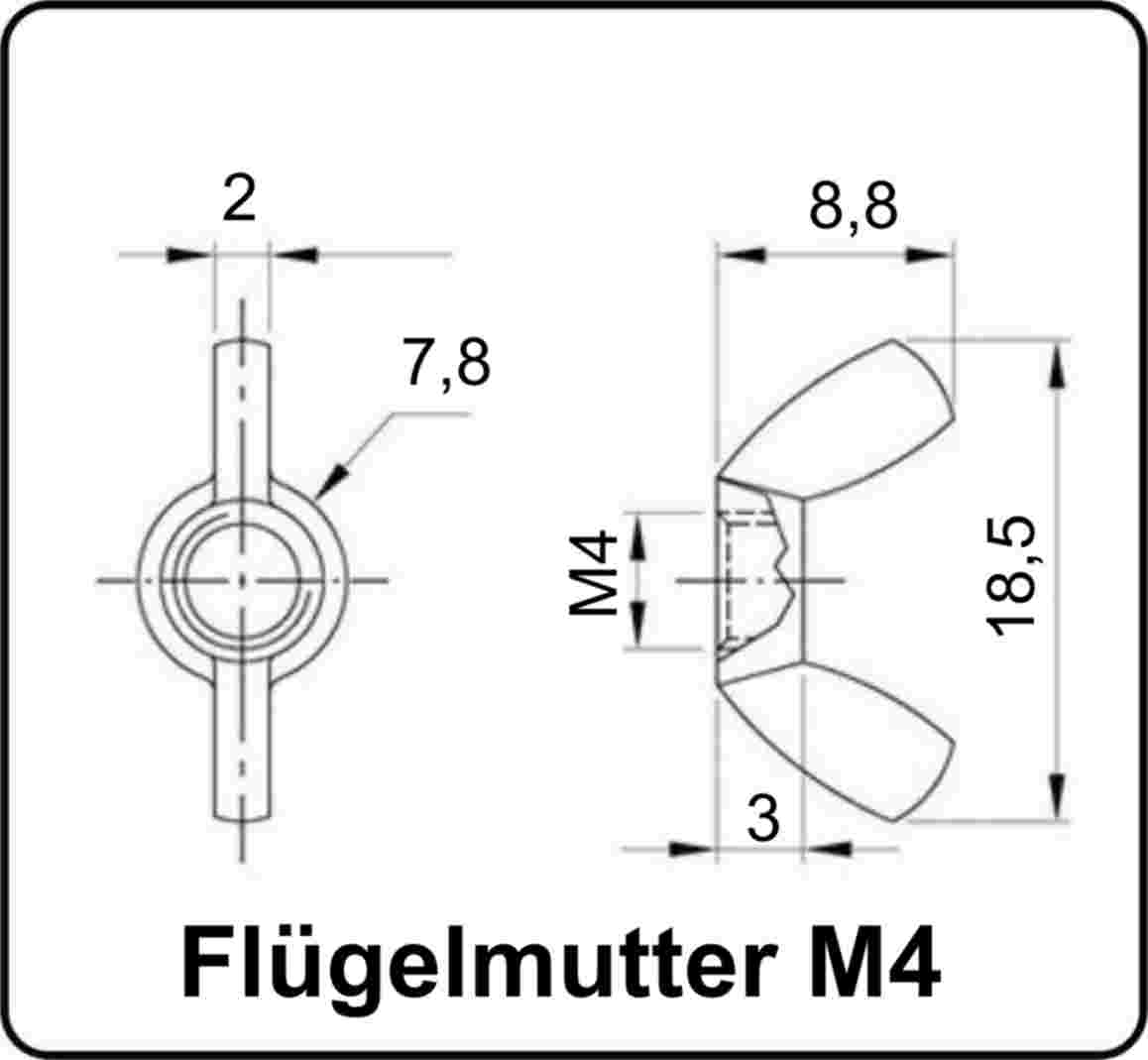 Flügelmuttern M3 Edelstahl A2 V2A 304 DIN315 15 Stk.