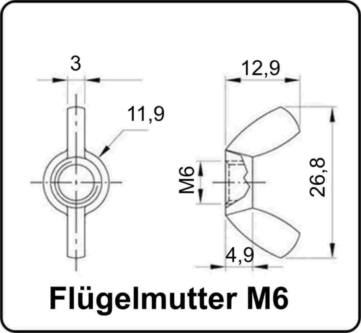 Flügelmuttern M3 Edelstahl A2 V2A 304 DIN315 15 Stk.