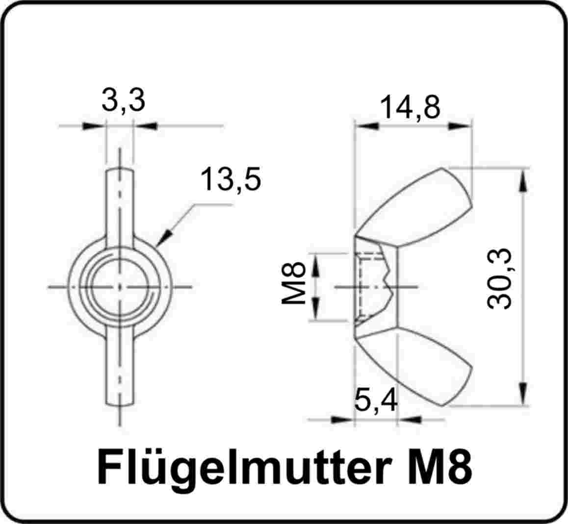 Flügelmuttern M3 Edelstahl A2 V2A 304 DIN315 15 Stk.