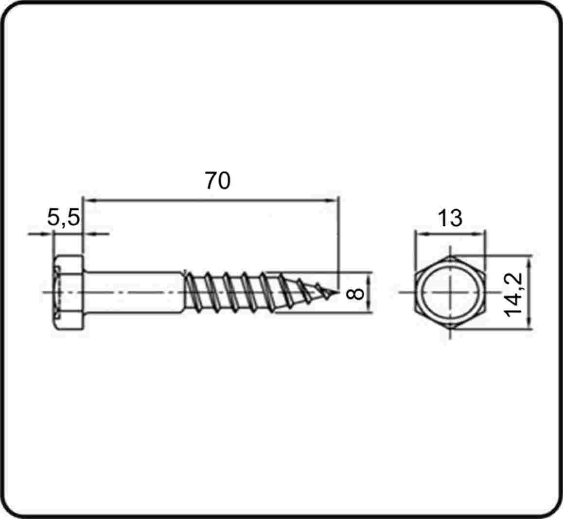 Sechskant Holzschraube 8x30mm bis 8x200 Edelstahl DIN571
