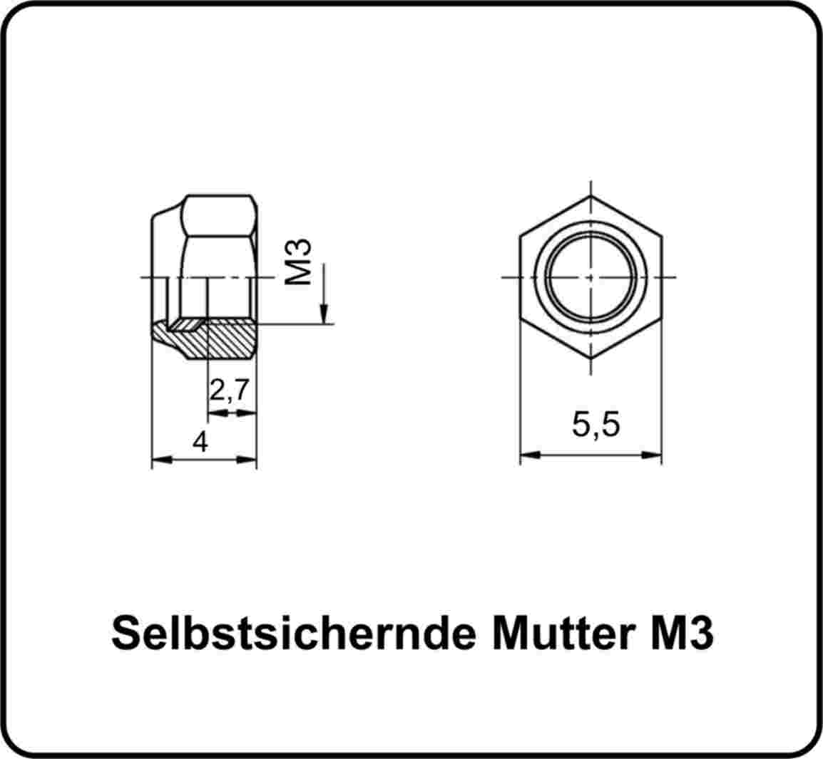 Selbstsichernde Muttern M3-M16 Edelstahl V2A 304 DIN 985 25 Stk.