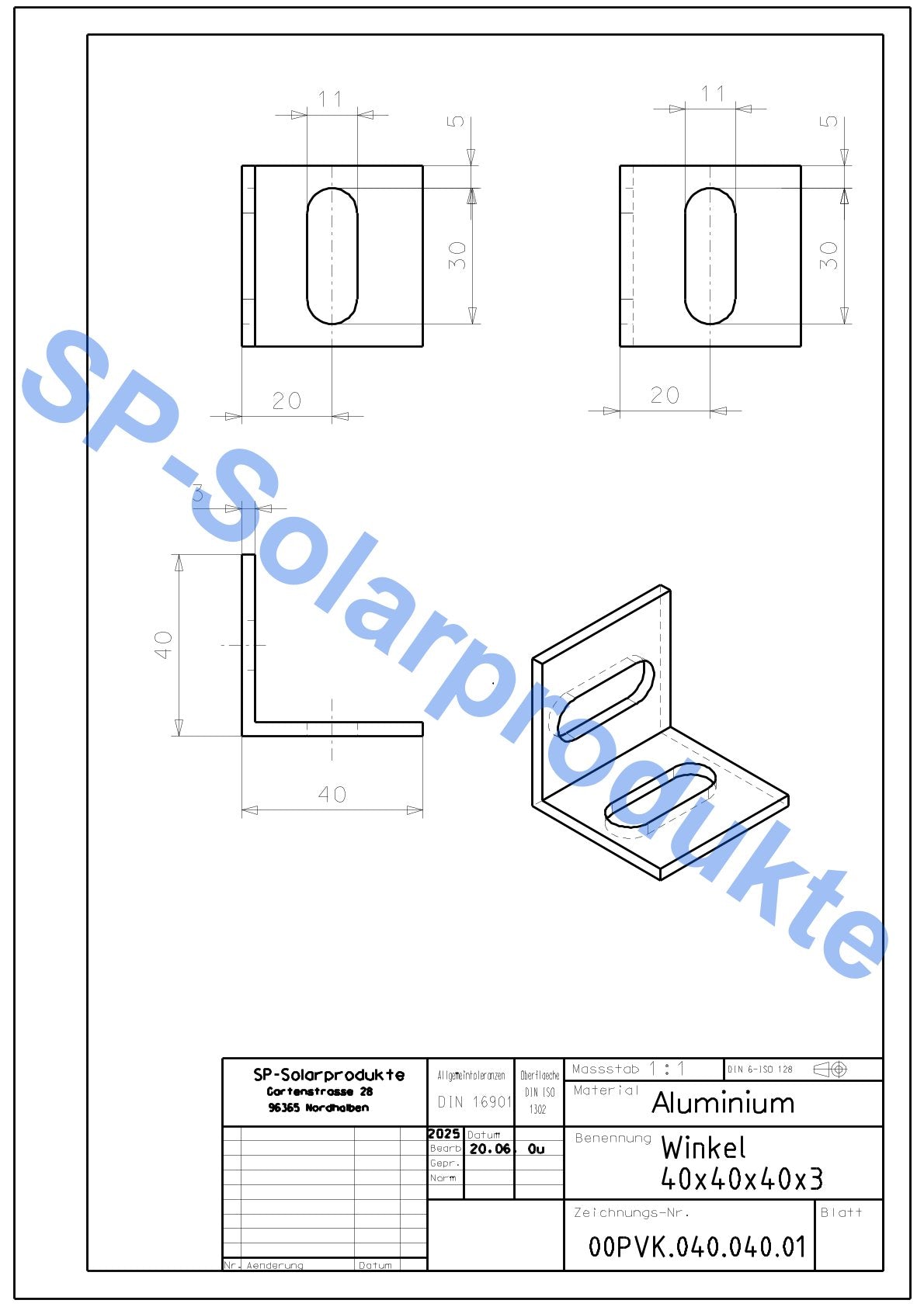 Winkel 40mmx40mm Aluminium