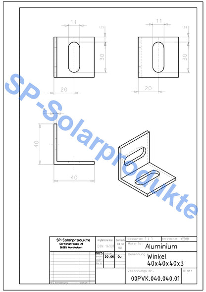 Winkel 40mmx40mm Aluminium
