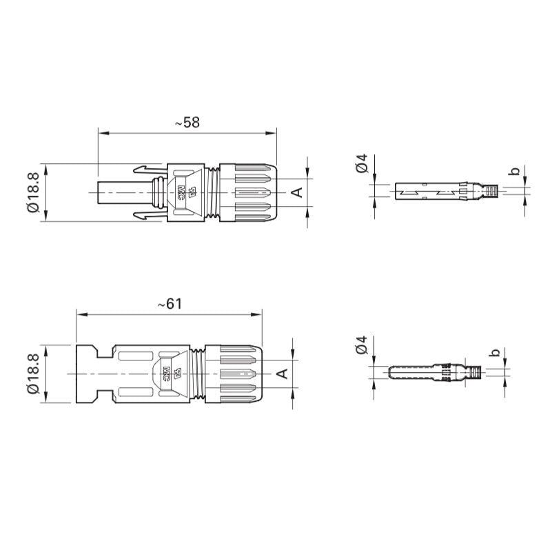 MC4 Stecker Kupplungssteckverbinder 10mm² PV-KST4/10II & PV-KBT4/10II