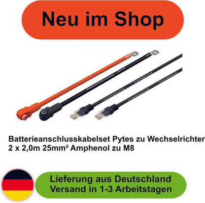 Pylontech Batterieanschlusskabelset Pylontech zu Wechselrichter 2 x 2,0m 25mm² Amphenol zu M8