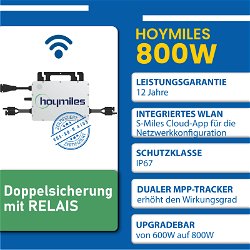 1000W Balkonkraftwerk mit Hoymiles HMS-800W-2T Upgradefähiger WIFI Wechselrichter