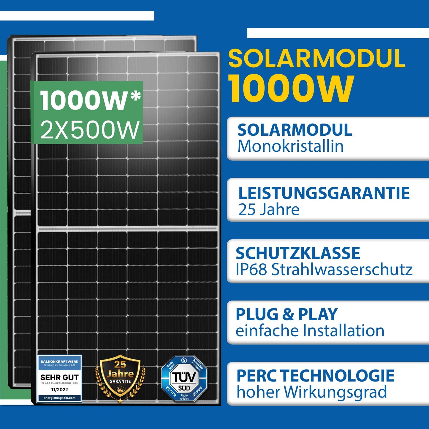 1000W Balkonkraftwerk mit Hoymiles HMS-800W-2T Upgradefähiger WIFI Wechselrichter