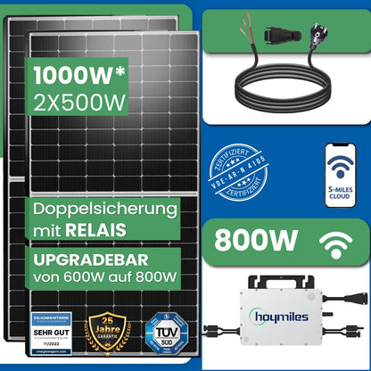 1000W Balkonkraftwerk mit Hoymiles HMS-800W-2T Upgradefähiger WIFI Wechselrichter