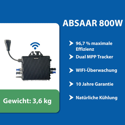 ABSAAR AB800A 800W Wechselrichter | PV WIFI Wechselrichter für Balkonkraftwerk