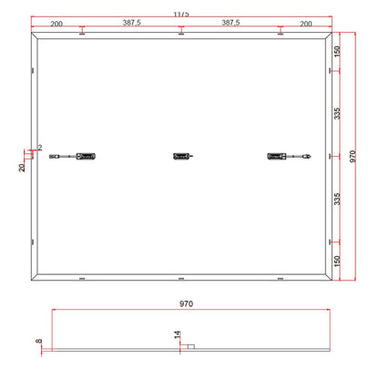 Offgridtec® Balkon - Solarmodulset 24V 2x 200W mit dünnem Alu-Rahmen und Metall-Kabelbinder