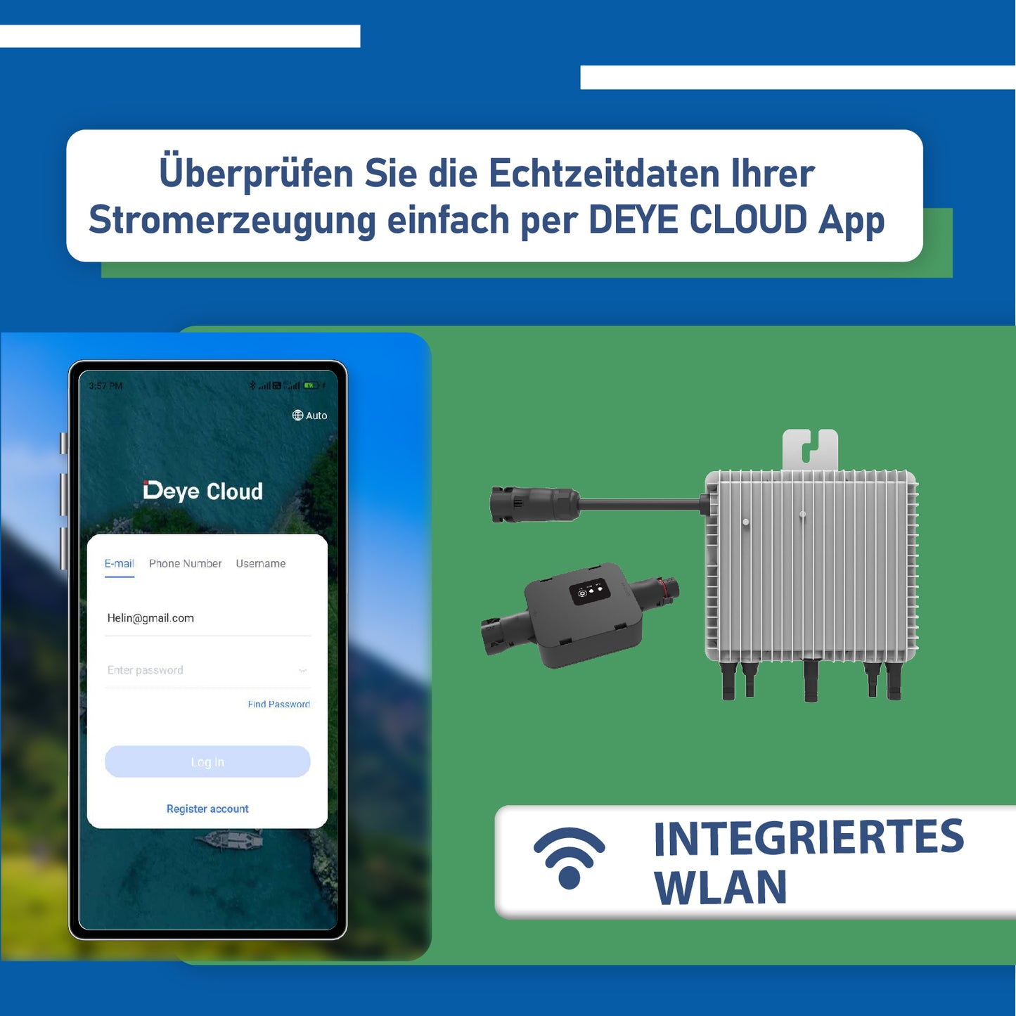 Deye 800 W(SUN-M80G3-EU-Q0) Neu Generation Upgradefähiger WIFI Wechselrichter mit Relais