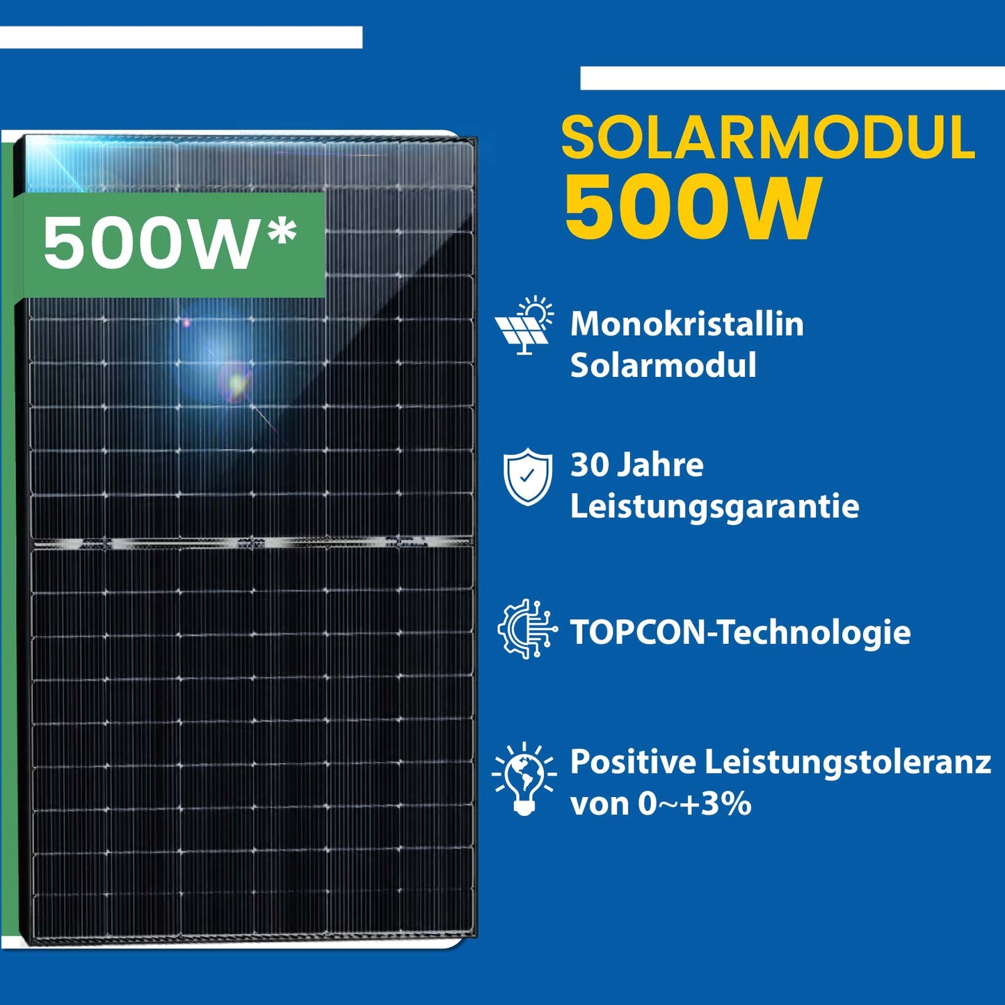 Solarmodul 500W Bifazial Glas-Glas Photovoltaik Solarpanel