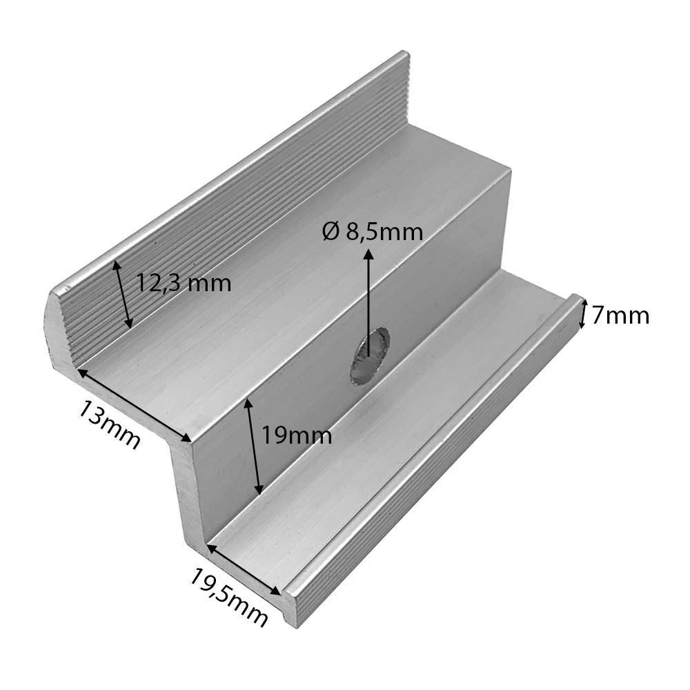 35mm Endklemme für Solarmodule mit Rahmen - Solarbefestigung Klemmbreite 70mm