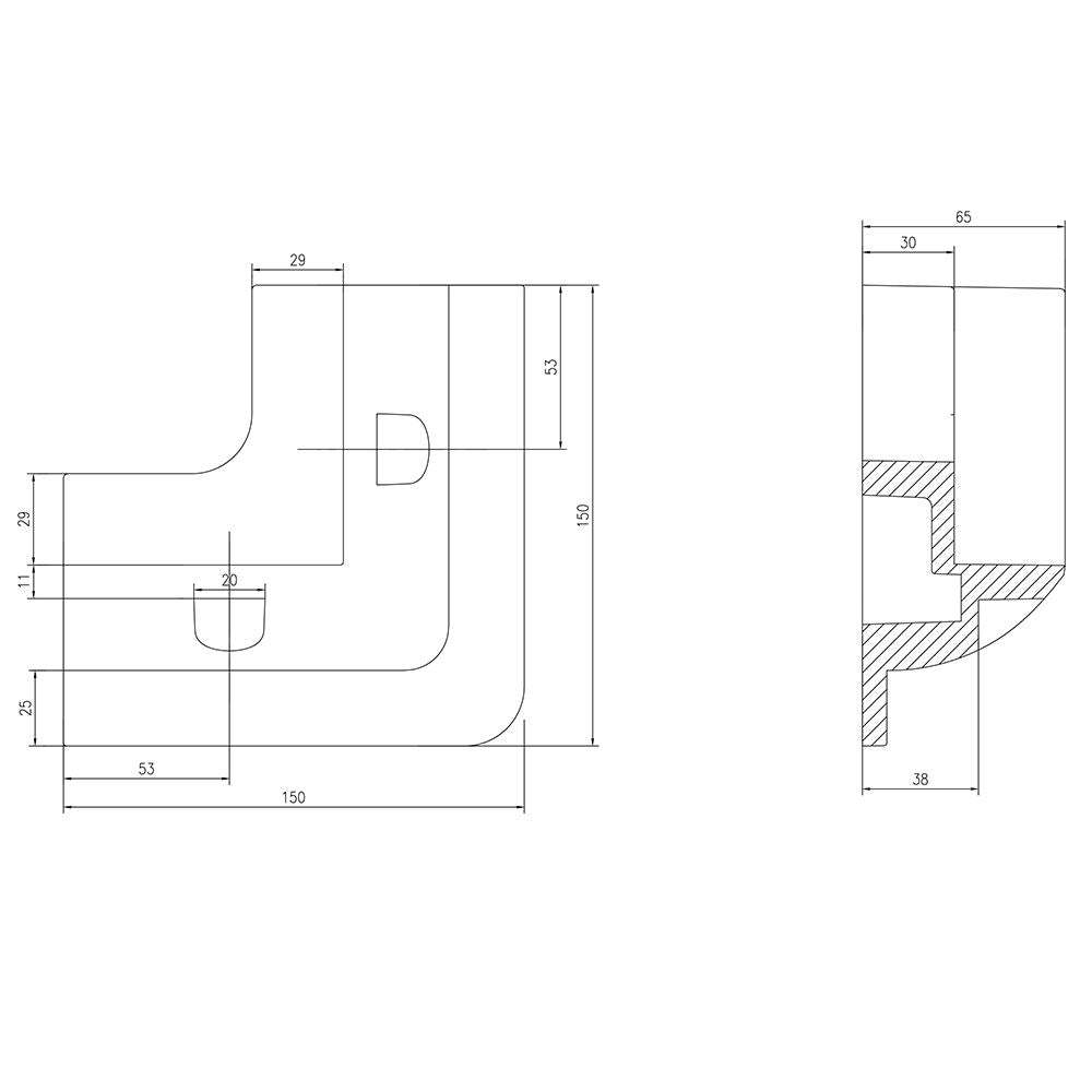 Offgridtec© ABS Eckprofil Set Heavy Duty weiß 150x150mm