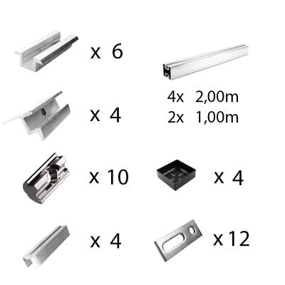 Befestigungskit mit Stockschrauben für Schrägdachmontage 1 bis 6 Solarpanel verschiedene Rahmenhöhe