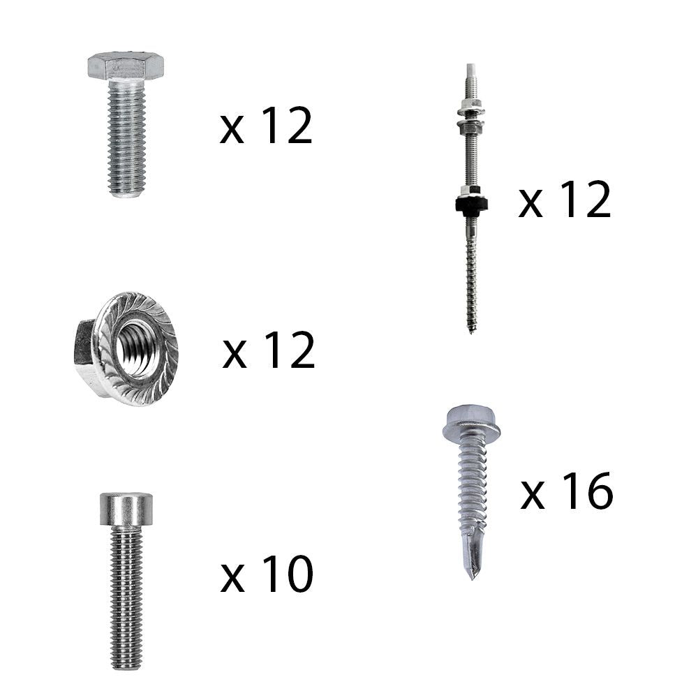 Befestigungskit mit Stockschrauben für Schrägdachmontage 1 bis 6 Solarpanel verschiedene Rahmenhöhe