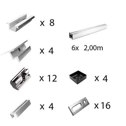 Befestigungskit mit Stockschrauben für Schrägdachmontage 1 bis 6 Solarpanel verschiedene Rahmenhöhe