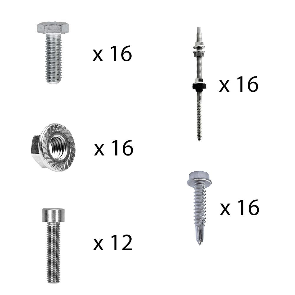 Befestigungskit mit Stockschrauben für Schrägdachmontage 1 bis 6 Solarpanel verschiedene Rahmenhöhe