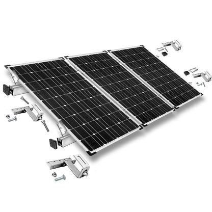 Befestigungskit mit Dachhaken 3-fach verstellbar (für Dachziegel) für Schrägdachmontage 1 bis 6 Solarpanel Rahmenhöhe 30mm