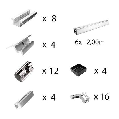 Befestigungskit mit Dachhaken 3-fach verstellbar (für Dachziegel) für Schrägdachmontage 1 bis 6 Solarpanel Rahmenhöhe 30mm