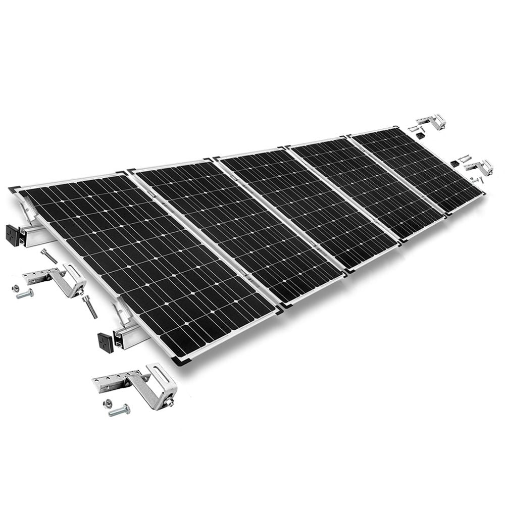 Befestigungskit mit Dachhaken 3-fach verstellbar (für Dachziegel) für Schrägdachmontage 1 bis 6 Solarpanel Rahmenhöhe 30mm