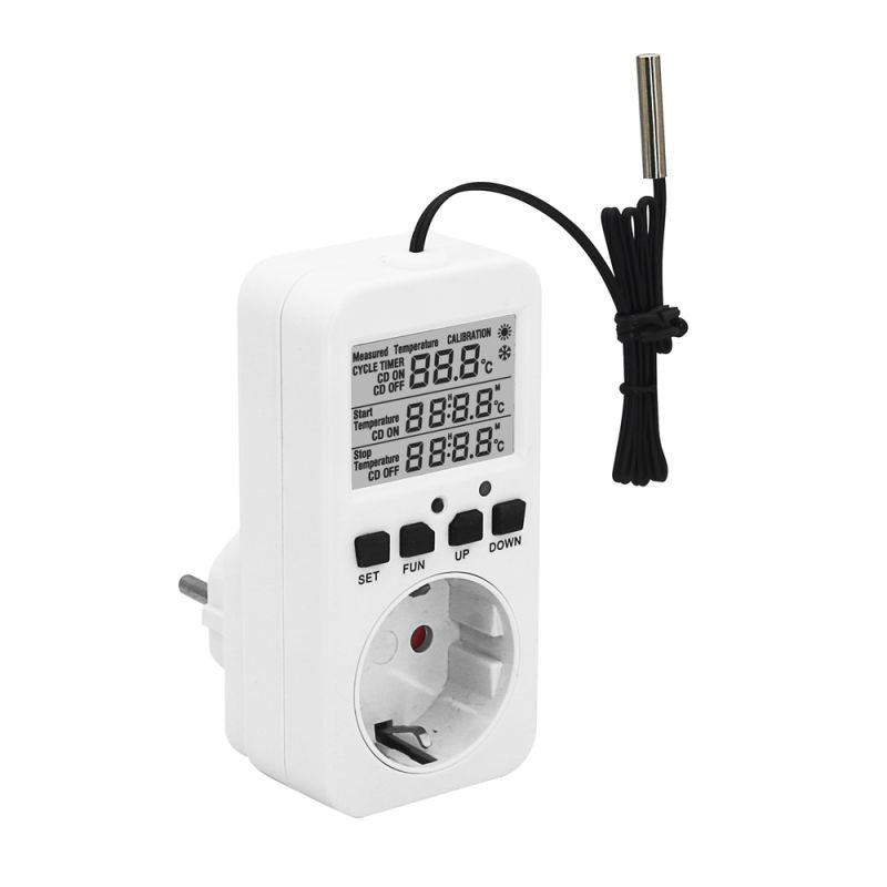 Temperaturregler für Steckdose mit Digitalanzeige und externem Sensor (50cm)