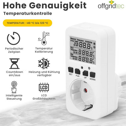 Temperaturregler für Steckdose mit Digitalanzeige und externem Sensor (50cm)