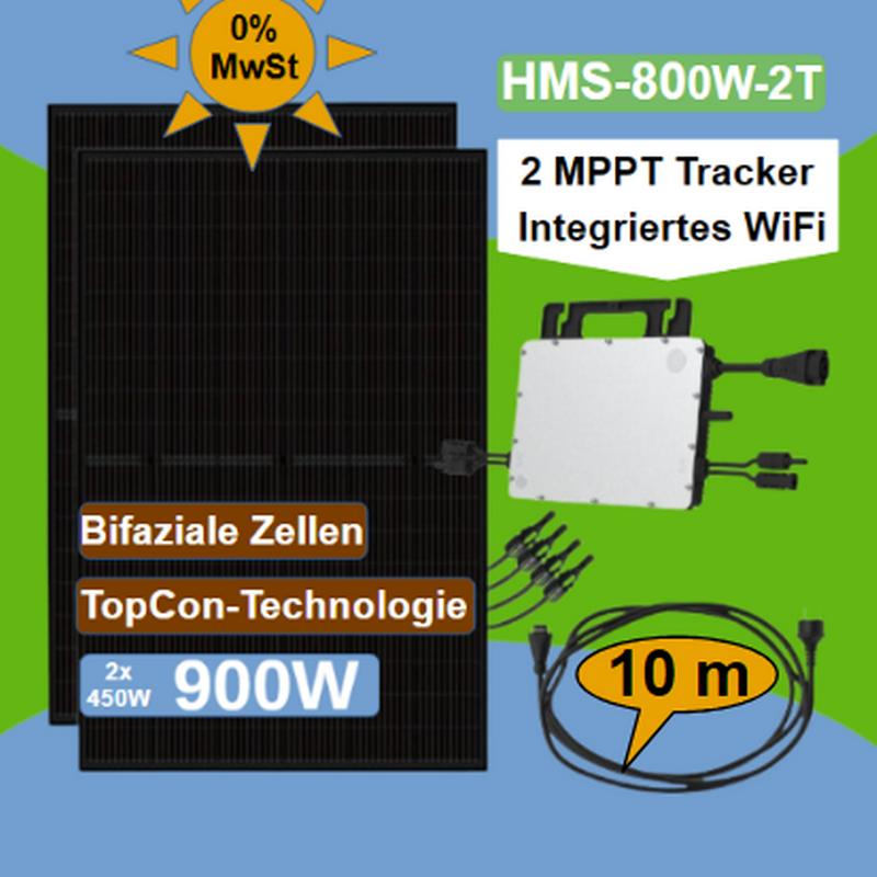 Balkonkraftwerk SolarDirect Luxen 900W HMS-800W-2T+WiFi+ AC Anschlusskabellänge 5m