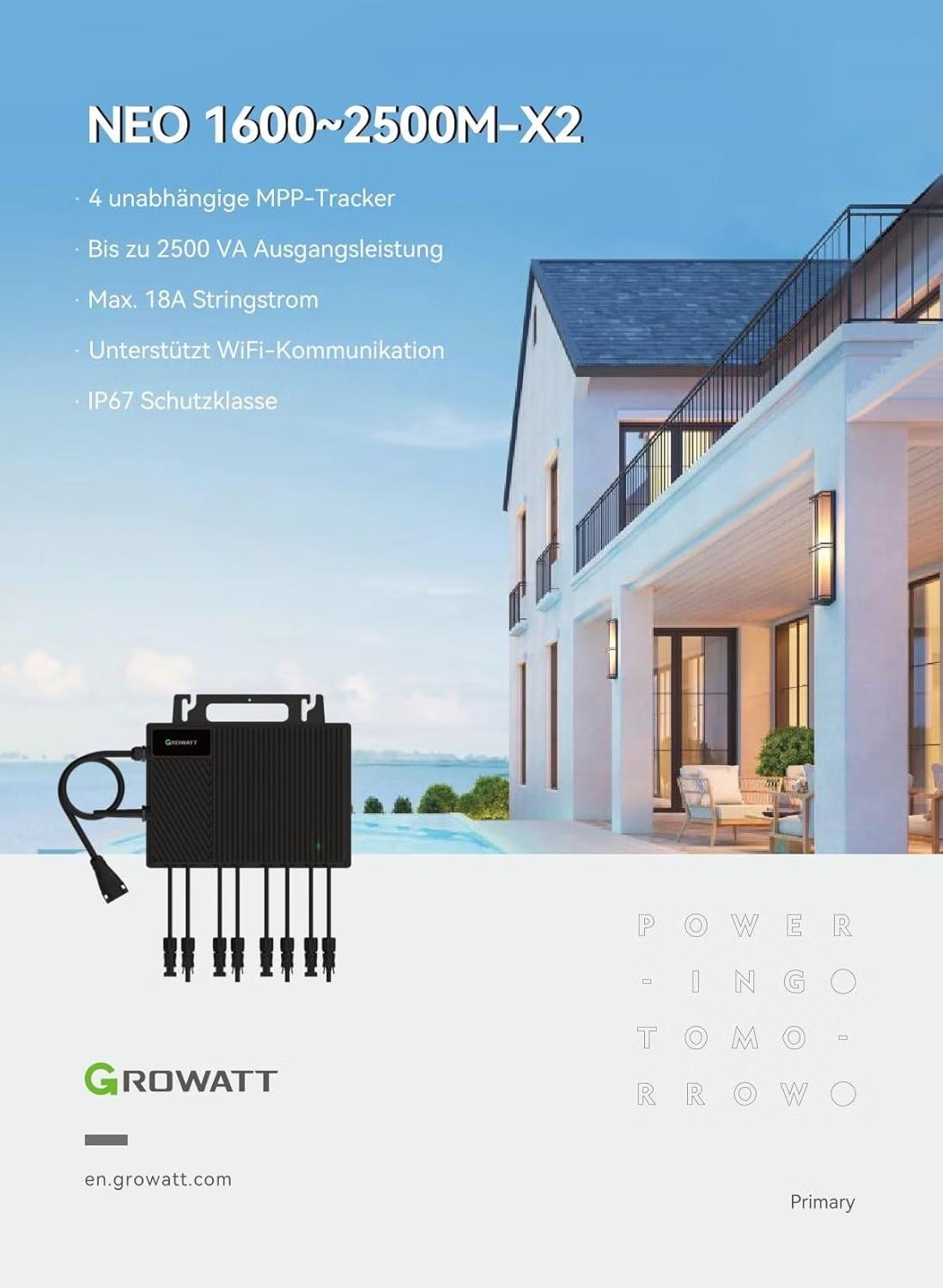 Growatt NEO 2500M-X2 Mikrowechselrichter 2500W WiFi integriert