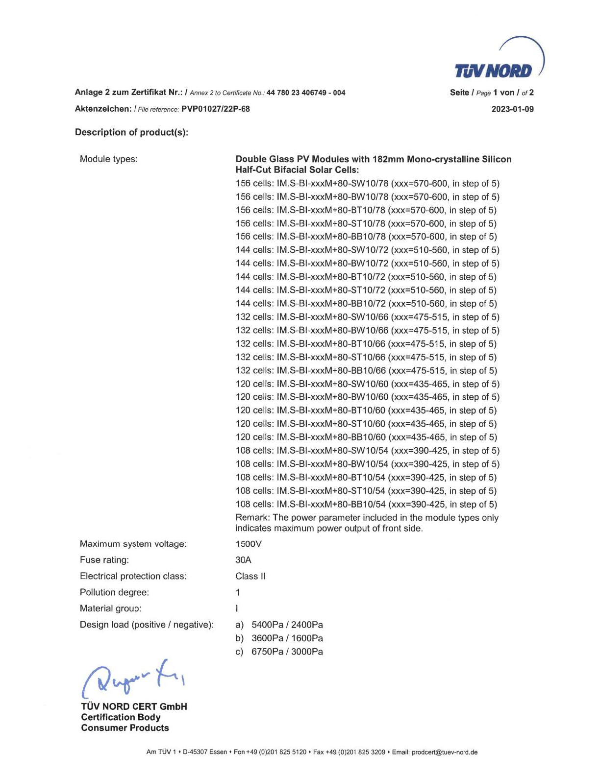 I'M.SOLAR Bifacial Solarmodul 520W Monokristallin Glas-Glas