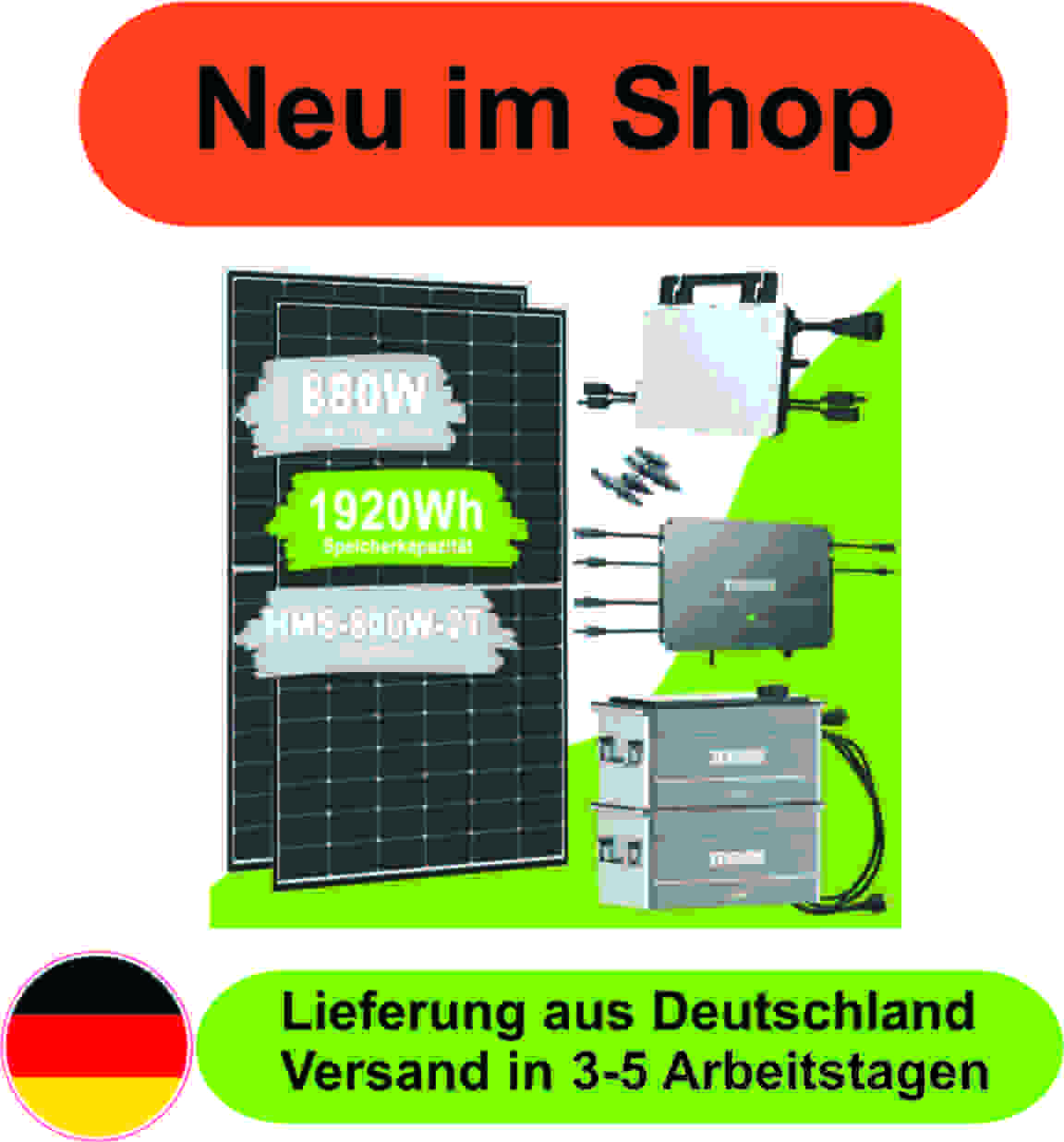 SolarFlow 1,92kWh 880W HMS-800-2T Balkonkraftwerk mit Speicher