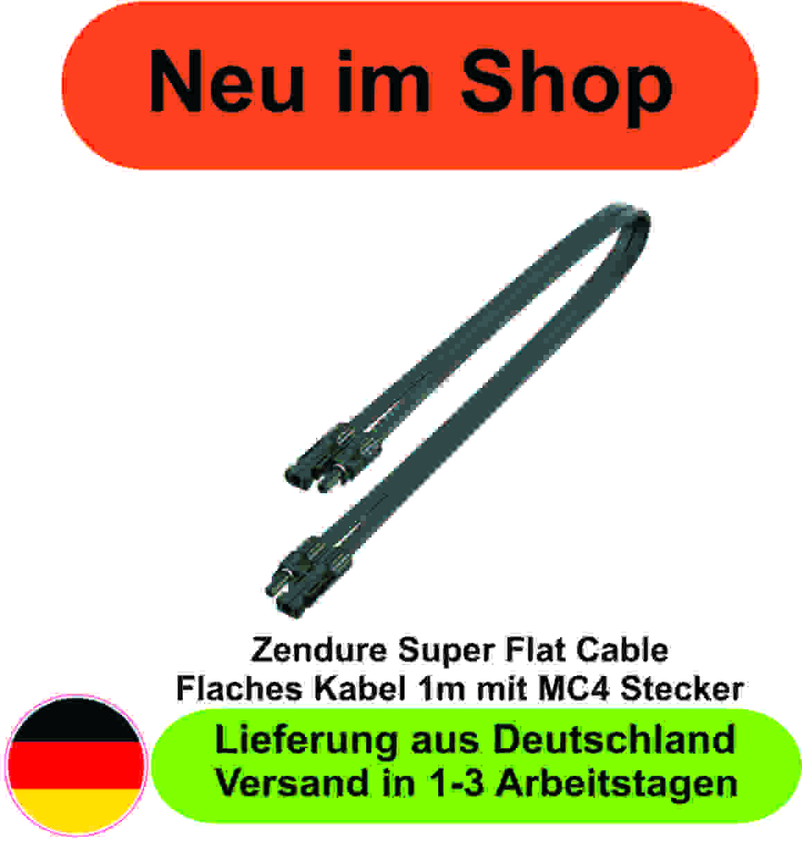 Zendure Super Flat Cable Flaches Kabel 1m mit MC4 Stecker