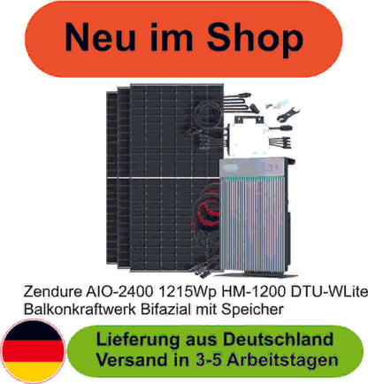 Zendure AIO-2400 1215Wp HM-1200 DTU-WLite Balkonkraftwerk Bifazial mit Speicher