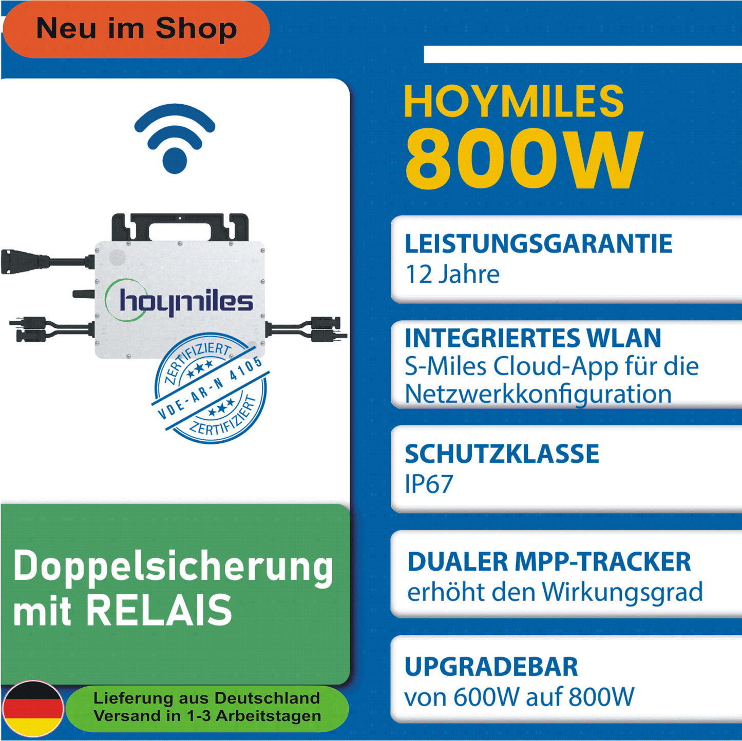 Hoymiles HMS-800W-2T Mikrowechselrichter mit WiFi integriert