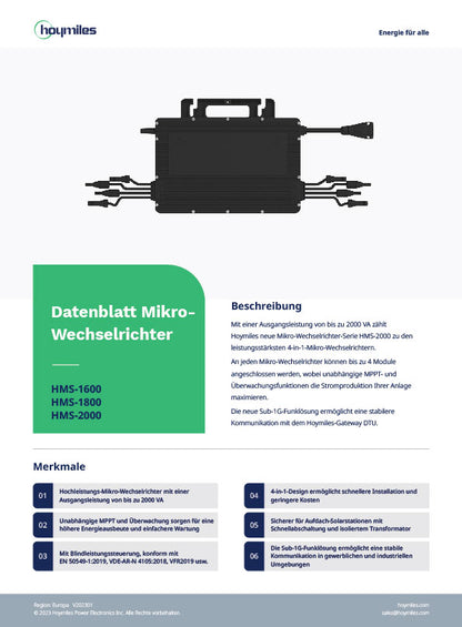 Hoymiles HMS-1600-4T Wechselrichter mit DTU-WLite-S