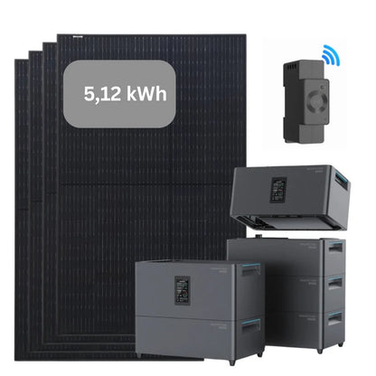 Balkonkraftwerk 4x500W Bifaziales Doppelglas-Solarmodul  mit 5,12kWh Speicher, Marstek Jupiter C plus
