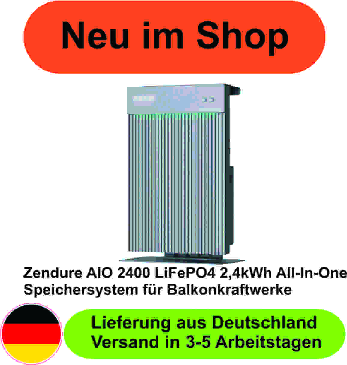 Zendure AIO 2400 LiFePO4 2,4kWh All-In-One Speichersystem für Balkonkraftwerke