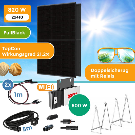 Balkonkraftwerk Komplettset 820Watt mit NEP BDM 600 Wechselrichter