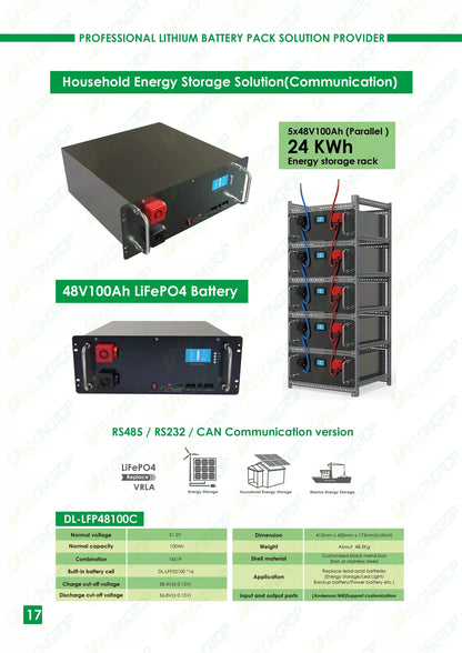 Regal Batteriespeicher DL-51200 LFP 51,2V 100 Ah 5,12 KWh