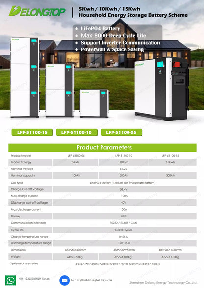 Powerwall LFP-DL48100 48V 100Ah Stand/Wandbatterie 5KWh